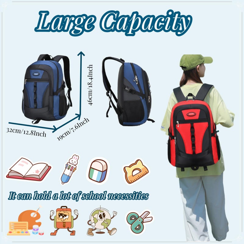 VIDOSCLA Teenage Boys Color-blocking Sports Kids Backpack Middle/High Schoolbag Elementary Student Bookbag for School Teen Boys Grey - Image 3